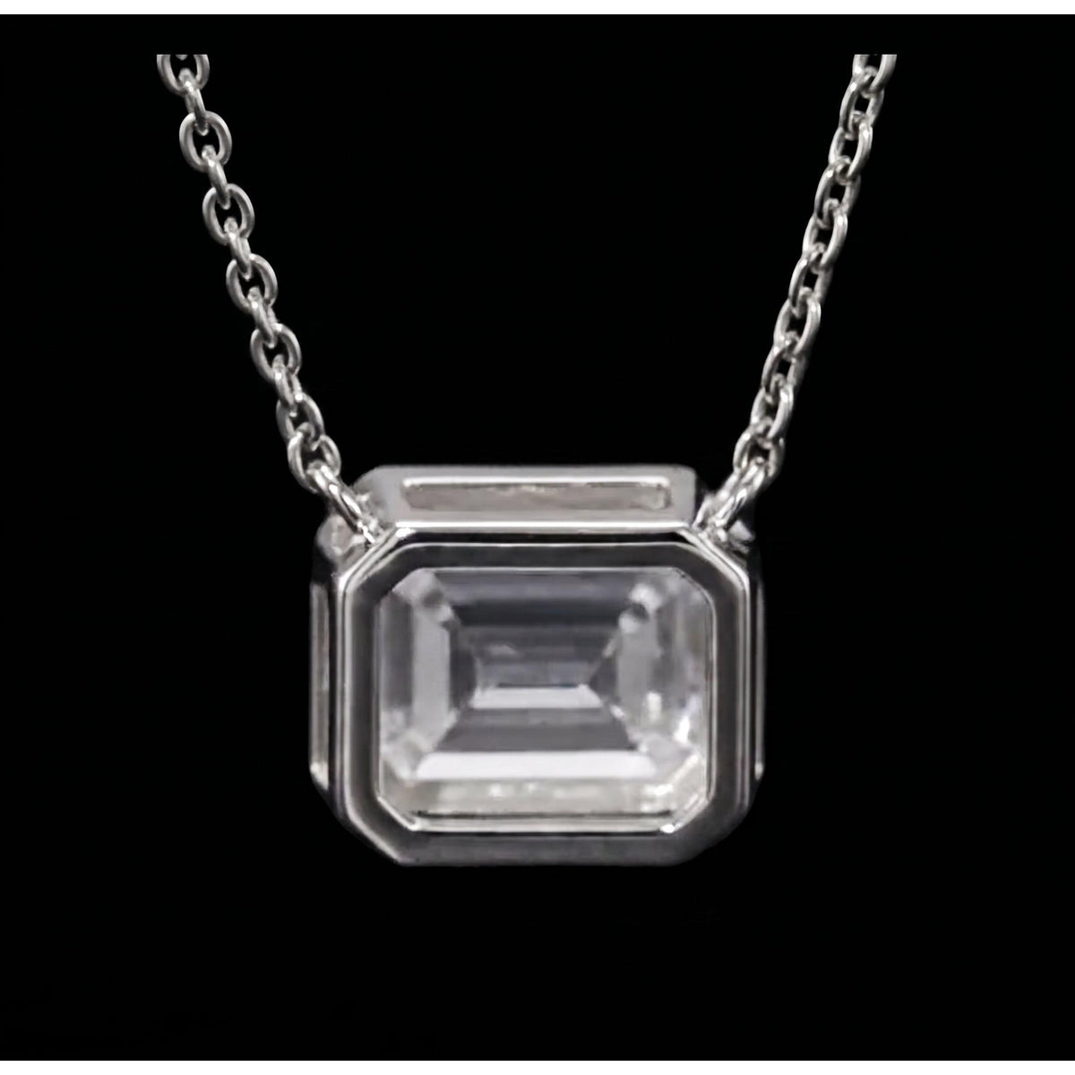 Emerald Cut 1 Carat Natural Pendant 14K White Gold