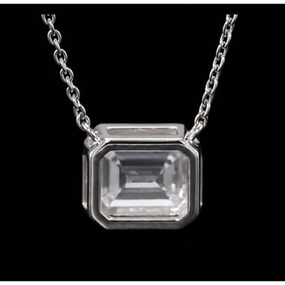 Emerald Cut 1 Carat Natural Pendant 14K White Gold