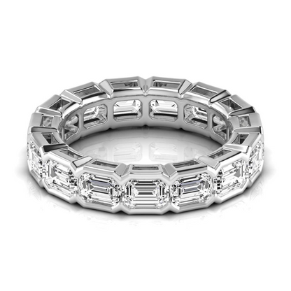 Emerald Cut 4.95 Ct Lab Grown Diamond Band White Gold Eternity