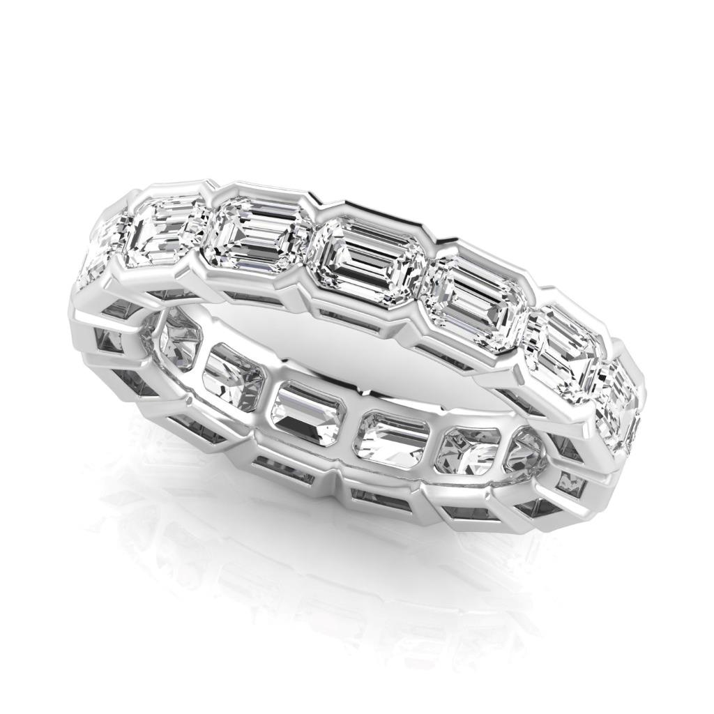 Emerald Cut 4.95 Ct Lab Grown Diamond Band White Gold Eternity