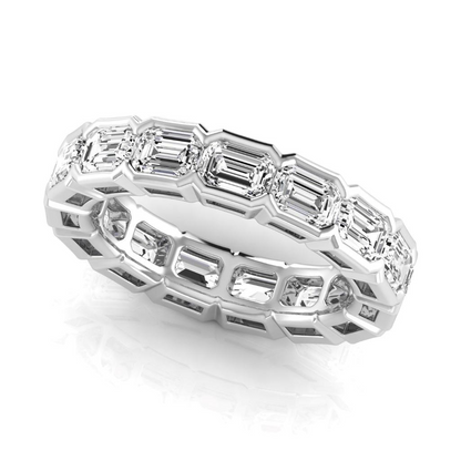 Emerald Cut 4.95 Ct Lab Grown Diamond Band White Gold Eternity
