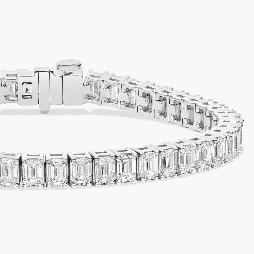 Emerald Cut Lab Grown Diamond Tennis Bracelet Women Jewelry 10 Carat WG