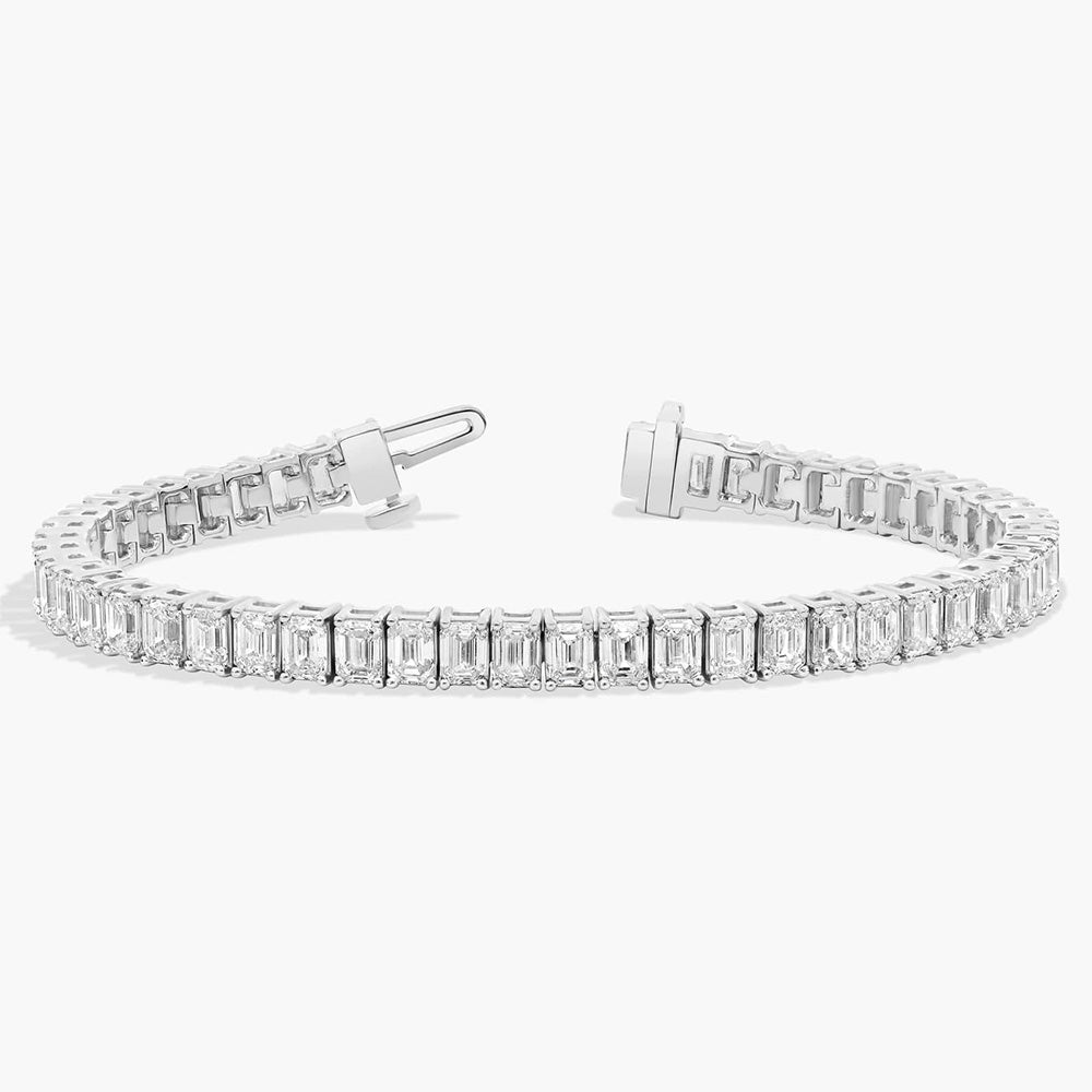 Emerald Cut Lab Grown Diamond Tennis Bracelet Women Jewelry 10 Carat WG