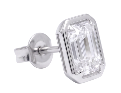 Emerald Cut Women Stud Lab Grown Diamonds 14K Earring White Gold