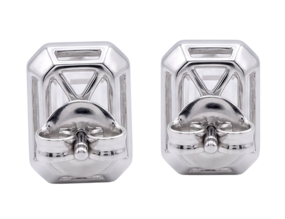 Emerald Cut Women Stud Lab Grown Diamonds 14K Earring White Gold
