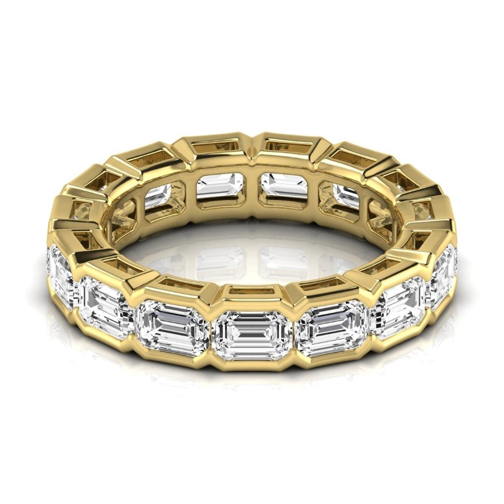 Emerald Diamond Yellow Gold Lab Grown Eternity Band 14K 4.95 Cts
