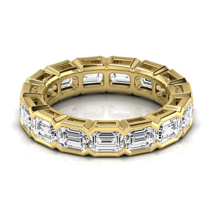 Emerald Diamond Yellow Gold Lab Grown Eternity Band 14K 4.95 Cts