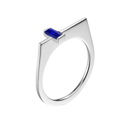 Emerald Solitaire Fancy Ring Ceylon Sapphire Bar Set Gold 14K