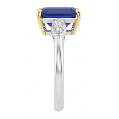 Engagement 5 Stone Emerald Blue Sapphire Ring Natural Earth Mined Diamonds 2.25 Carats