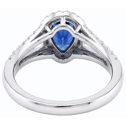 Engagement Halo Blue Sapphire Ring Split Shank Natural Earth Mined Diamonds 3.50 Carats