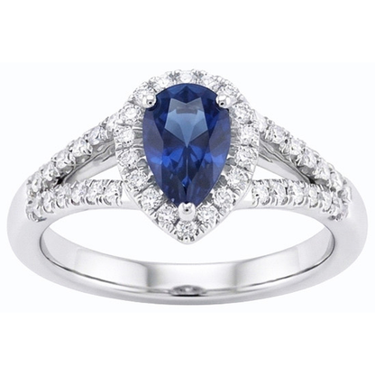 Engagement Halo Blue Sapphire Ring Split Shank Natural Earth Mined Diamonds 3.50 Carats