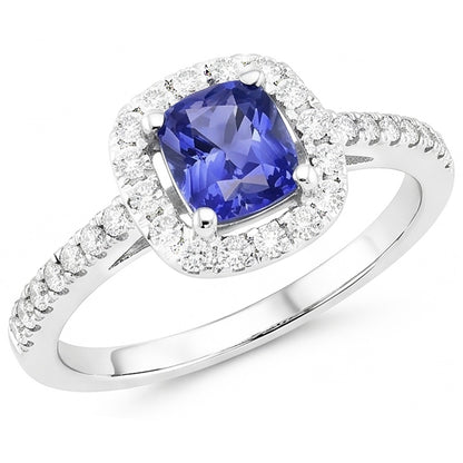 Engagement Halo Cushion Sapphire Ring 2.50 Carats Natural Earth Mined Diamond 14K Gold