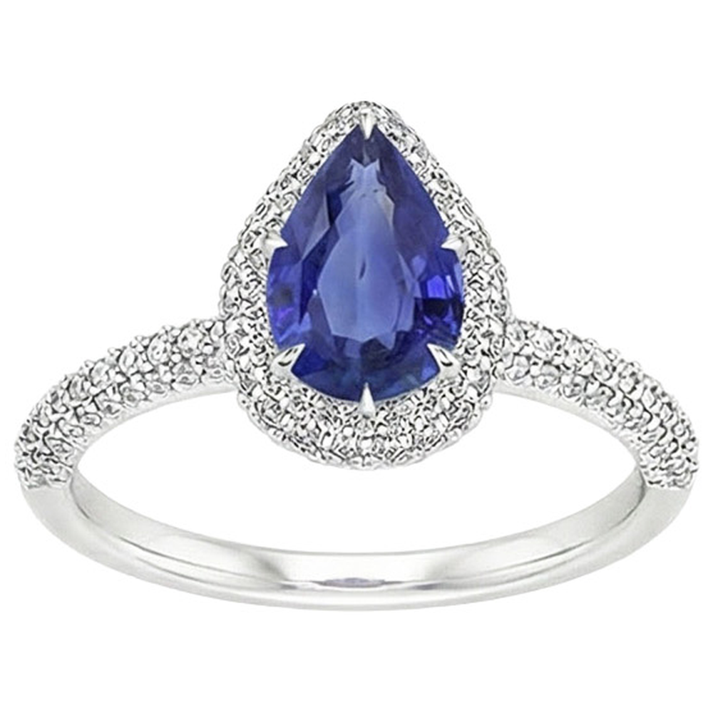 natural round sapphire 5.50ct ring close up detail