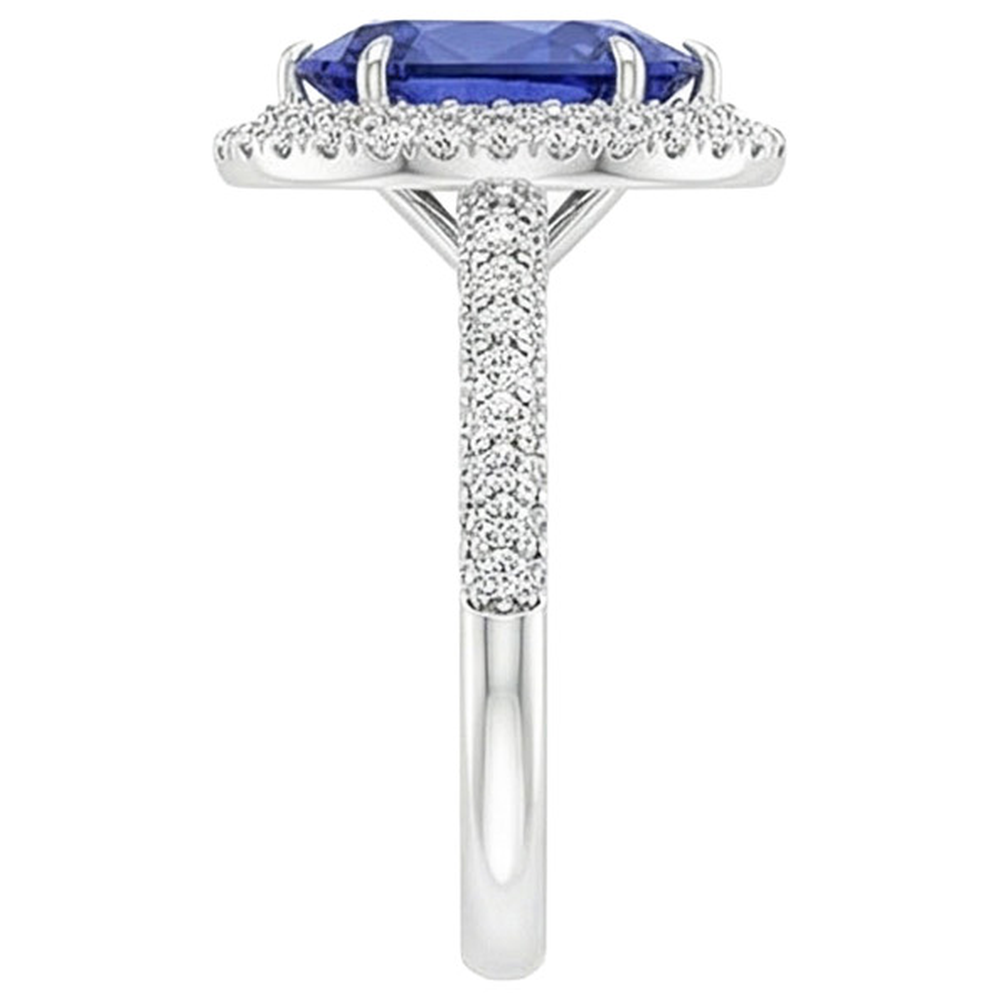natural round sapphire 5.50ct ring profile view
