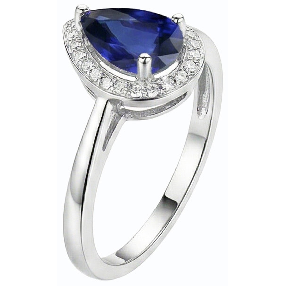 Engagement Halo Srilanka Sapphire Ring & Natural Earth Mined Diamonds 3.50 Carats
