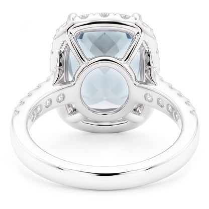 Engagement Ring 11.25 Ct Aquamarine With Natural Earth Mined Diamonds White Gold 14K