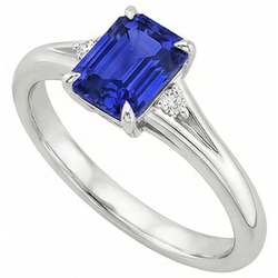 Engagement Ring 3 Stones Emerald Ceylon Sapphire & Natural Earth Mined Diamond 3.25 Carats