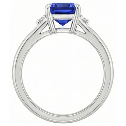 Engagement Ring 3 Stones Emerald Ceylon Sapphire & Natural Earth Mined Diamond 3.25 Carats