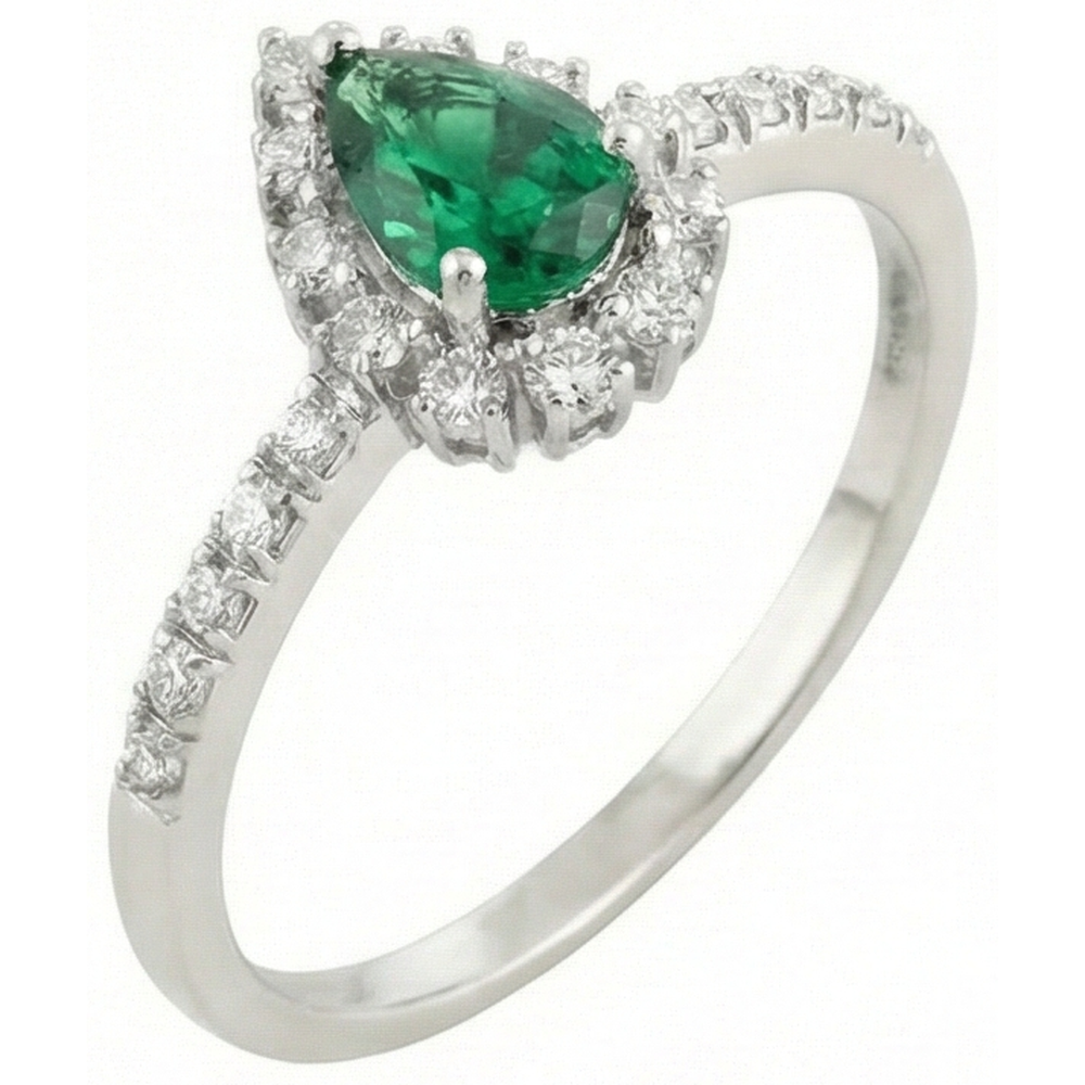 Engagement Ring 4.80 Carats Green Emerald GIA With Natural Earth Mined Diamonds White Gold 14K
