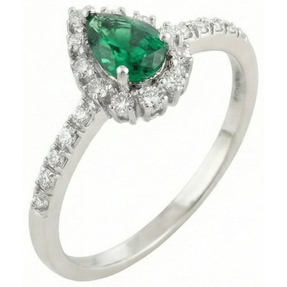 Engagement Ring 4.80 Carats Green Emerald GIA With Natural Earth Mined Diamonds White Gold 14K