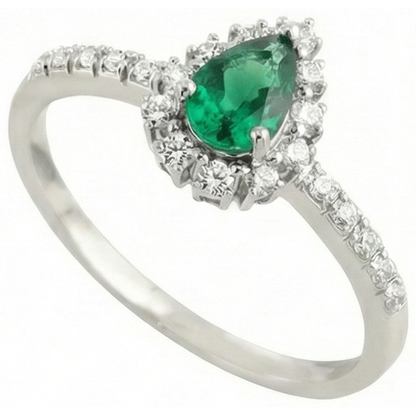 Engagement Ring 4.80 Carats Green Emerald GIA With Natural Earth Mined Diamonds White Gold 14K