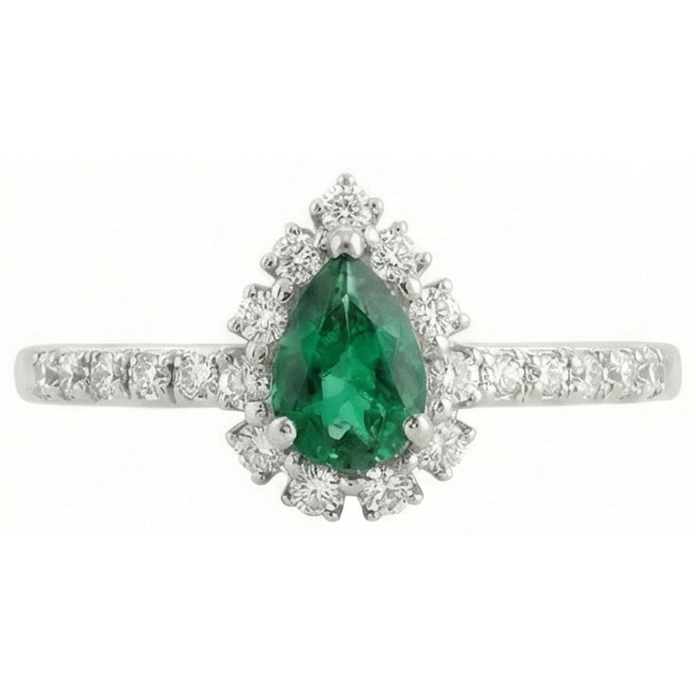 Engagement Ring 4.80 Carats Green Emerald GIA With Natural Earth Mined Diamonds White Gold 14K