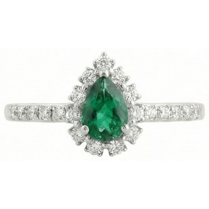 Engagement Ring 4.80 Carats Green Emerald GIA With Natural Earth Mined Diamonds White Gold 14K