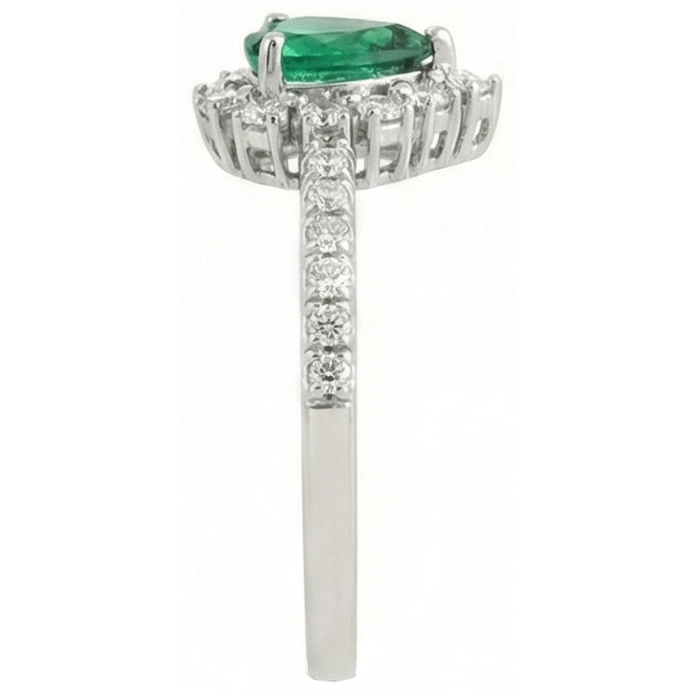 Engagement Ring 4.80 Carats Green Emerald GIA With Natural Earth Mined Diamonds White Gold 14K