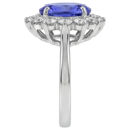 Engagement Ring 5.25 Ct Tanzanite With Natural Earth Mined Diamonds White Gold 14K