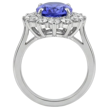 Engagement Ring 5.25 Ct Tanzanite With Natural Earth Mined Diamonds White Gold 14K