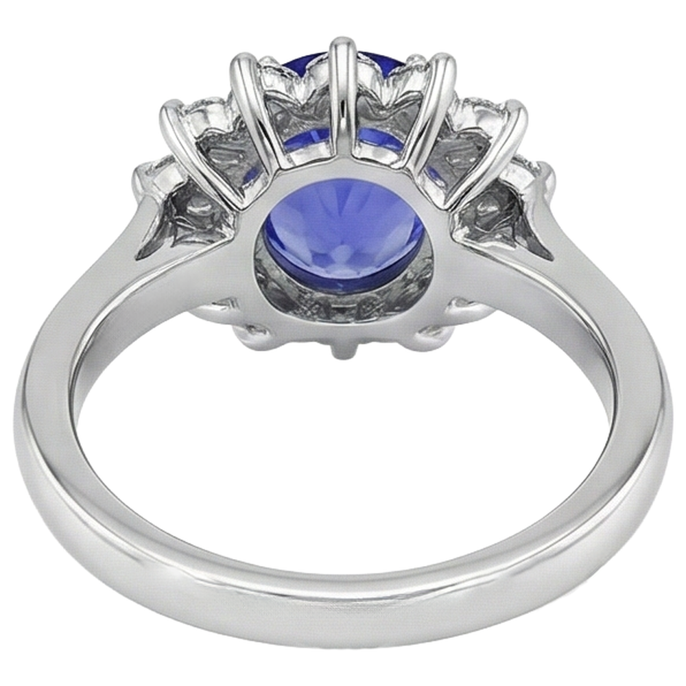 Engagement Ring 5.25 Ct Tanzanite With Natural Earth Mined Diamonds White Gold 14K