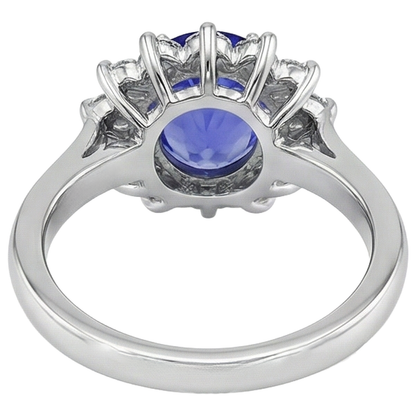 Engagement Ring 5.25 Ct Tanzanite With Natural Earth Mined Diamonds White Gold 14K
