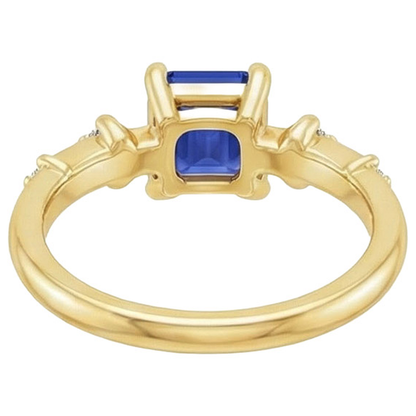 Engagement Ring 5 Stones Emerald Blue Sapphire & Natural Earth Mined Diamond 3.50 Carats