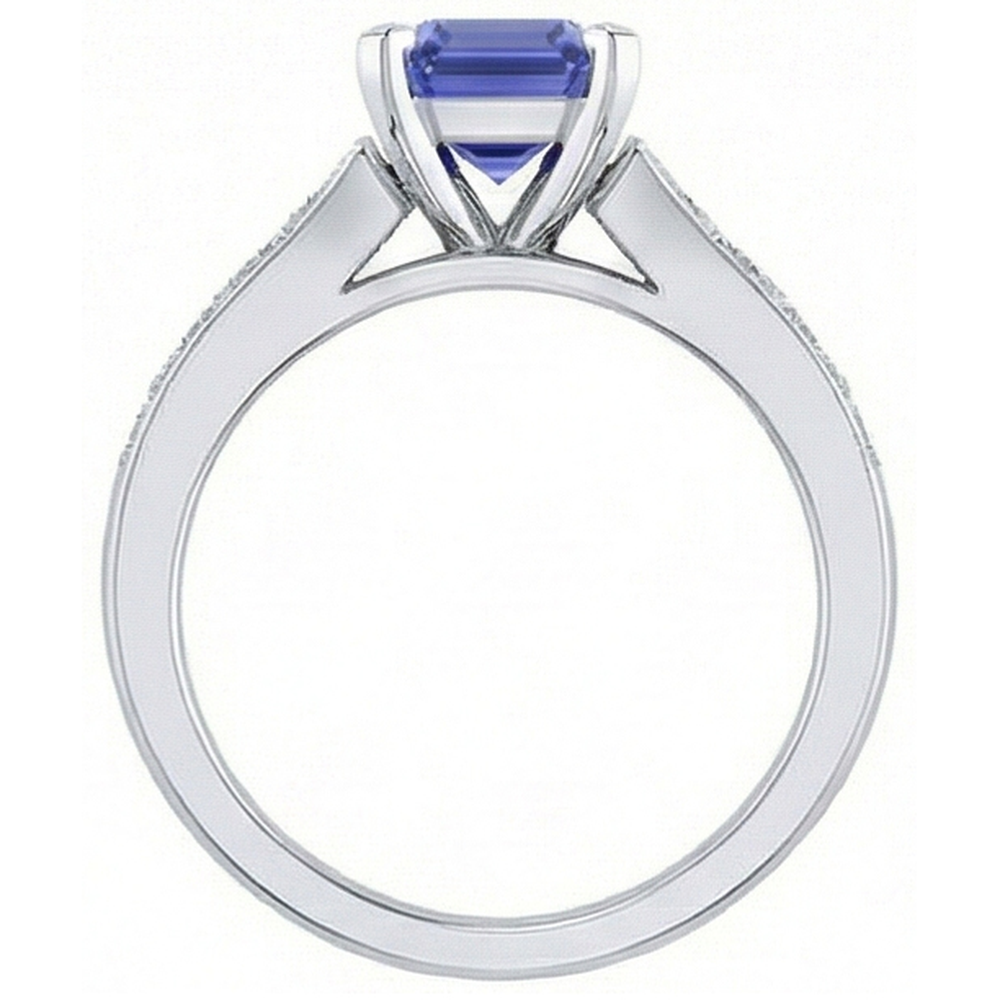 Engagement Ring Emerald Ceylon Sapphire Channel Set Natural Earth Mined Diamonds 3 Carats