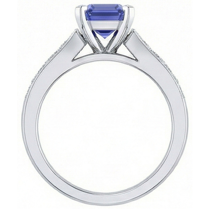 Engagement Ring Emerald Ceylon Sapphire Channel Set Natural Earth Mined Diamonds 3 Carats