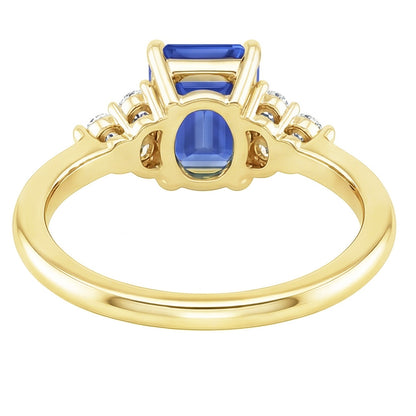 Engagement Ring Floral Style Blue Sapphire & Natural Earth Mined Diamond 3.50 Carats