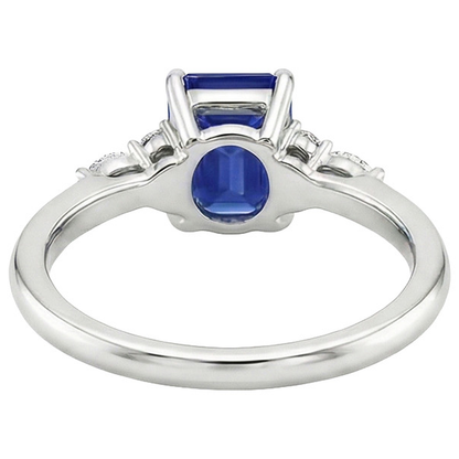 Engagement Ring Floral Style Emerald Blue Sapphire & Natural Earth Mined Diamond 4 Carats