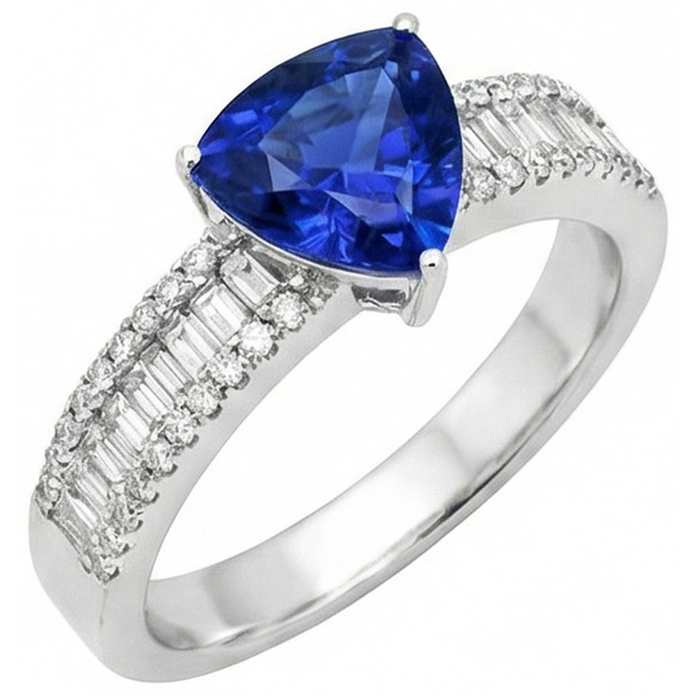 Engagement Ring Gemstone Blue Sapphire & Natural Earth Mined Diamonds 4 Carats New