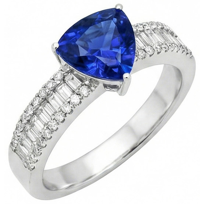 Engagement Ring Gemstone Blue Sapphire & Natural Earth Mined Diamonds 4 Carats New