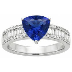 Engagement Ring Gemstone Blue Sapphire & Natural Earth Mined Diamonds 4 Carats New