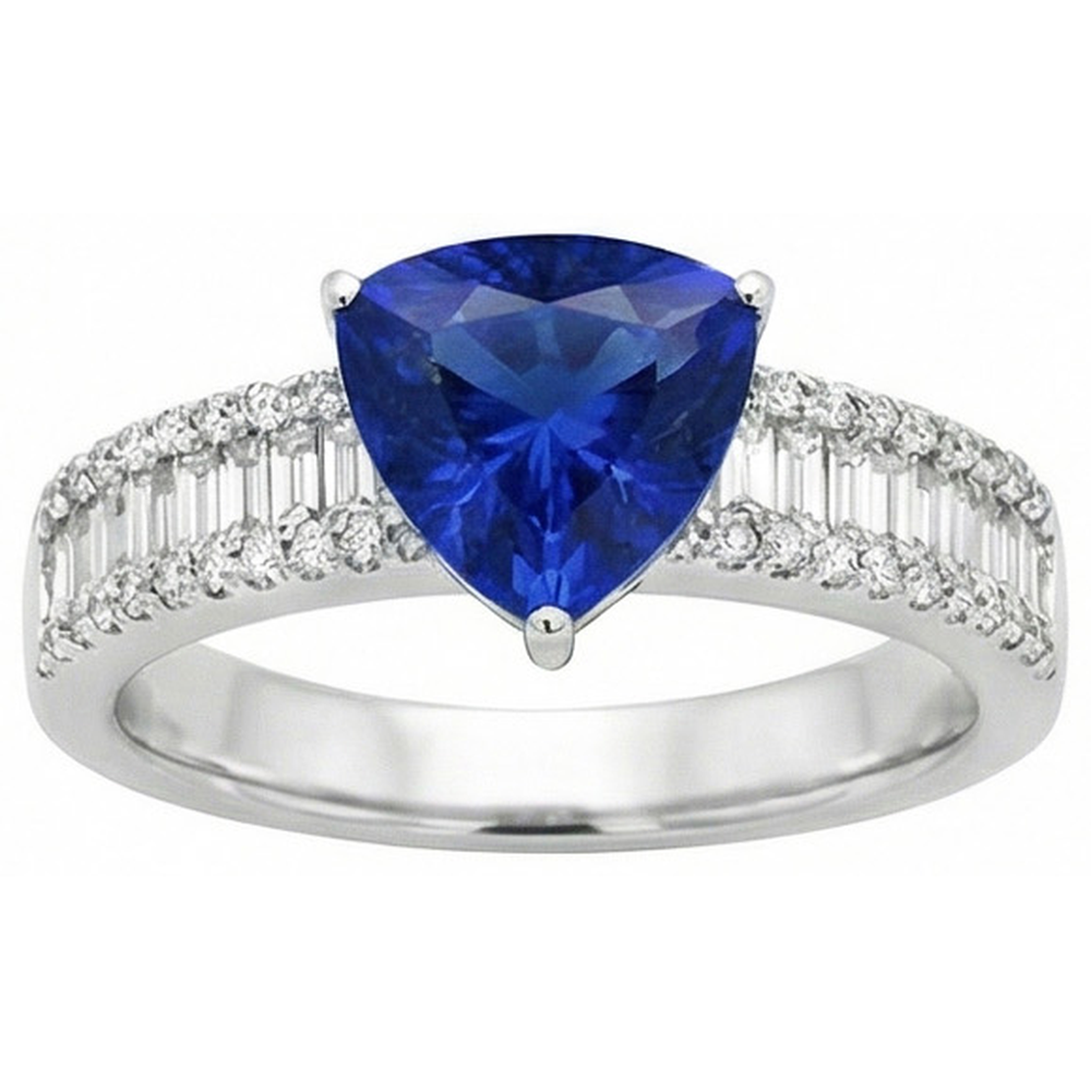 Engagement Ring Gemstone Blue Sapphire & Natural Earth Mined Diamonds 4 Carats New