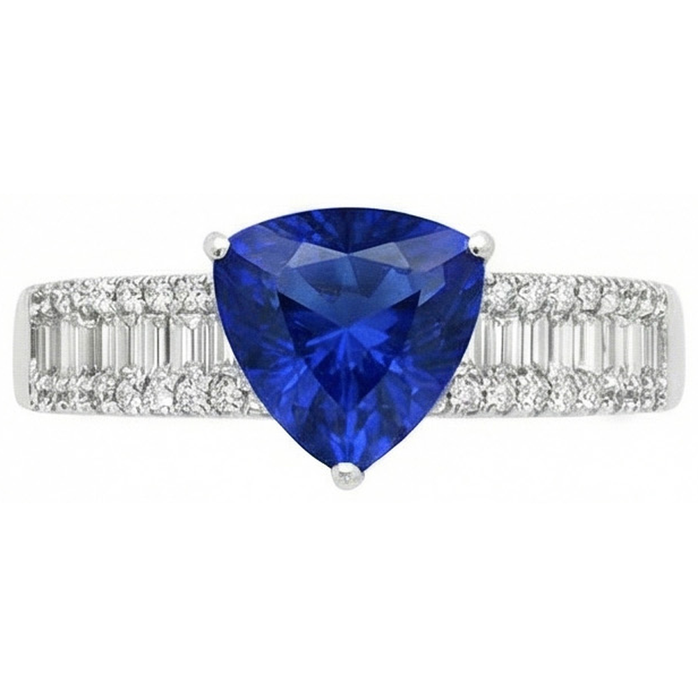 Engagement Ring Gemstone Blue Sapphire & Natural Earth Mined Diamonds 4 Carats New