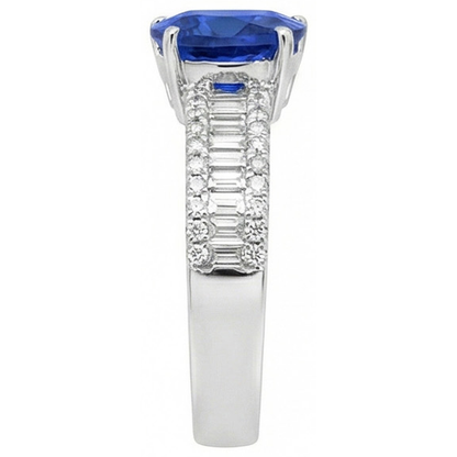 Engagement Ring Gemstone Blue Sapphire & Natural Earth Mined Diamonds 4 Carats New