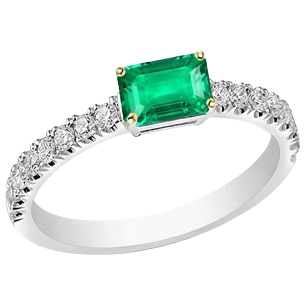 Natural Real ( Not Lab Grown ) Engagement Ring Green Emerald GIA Jewelry For Women