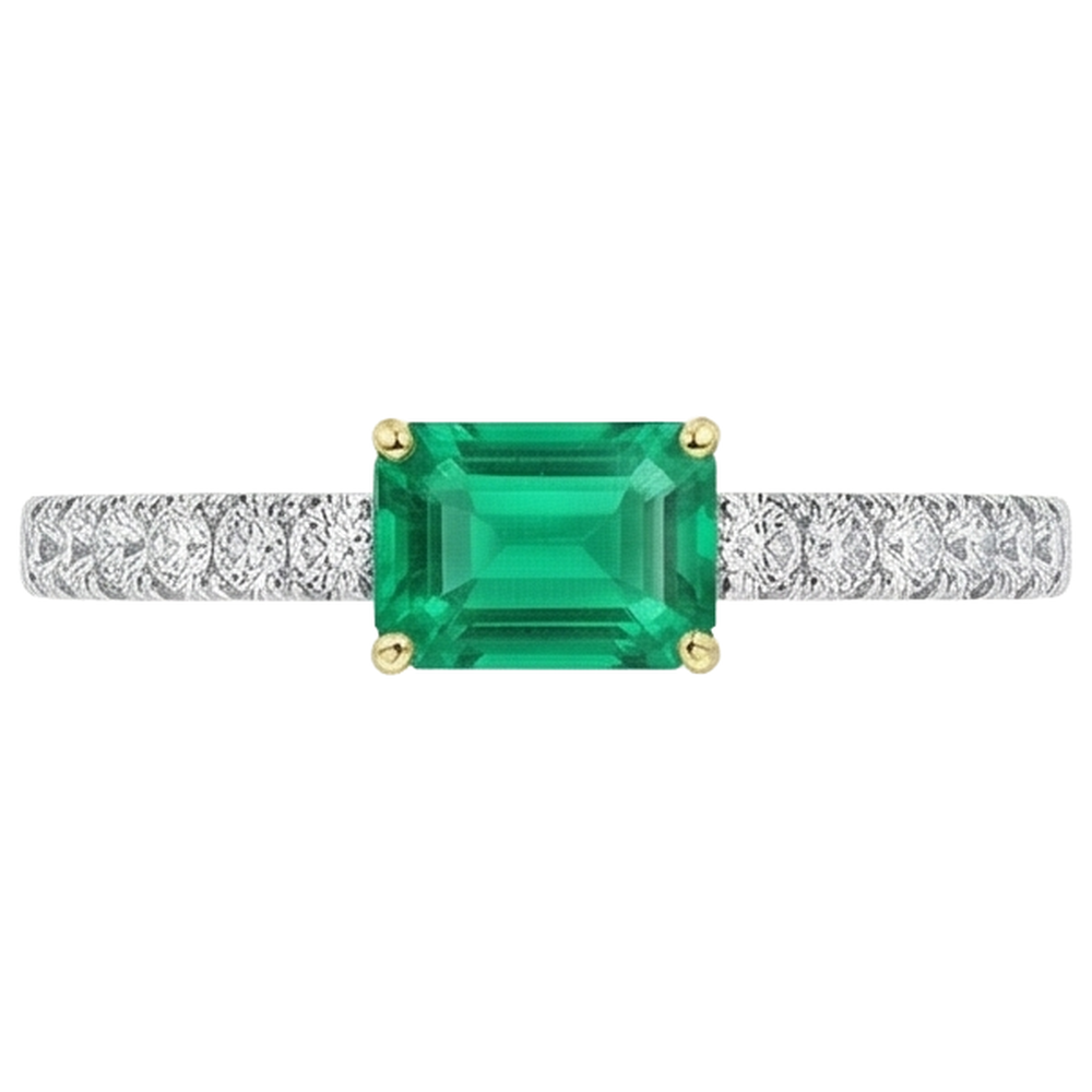 Natural Real ( Not Lab Grown ) Engagement Ring Green Emerald GIA Jewelry For Women