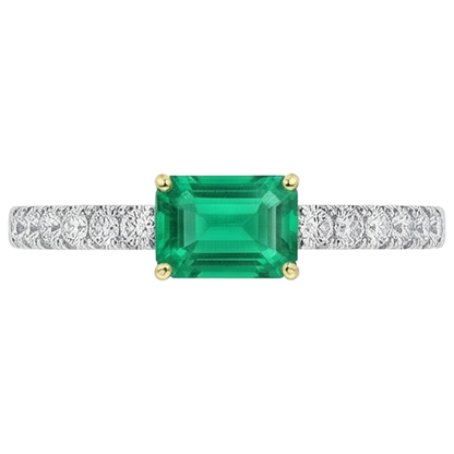 Natural Real ( Not Lab Grown ) Engagement Ring Green Emerald GIA Jewelry For Women