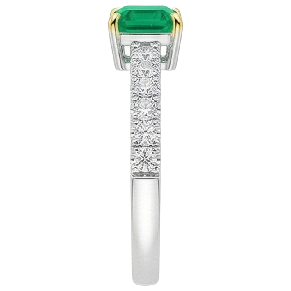 Natural Real ( Not Lab Grown ) Engagement Ring Green Emerald GIA Jewelry For Women