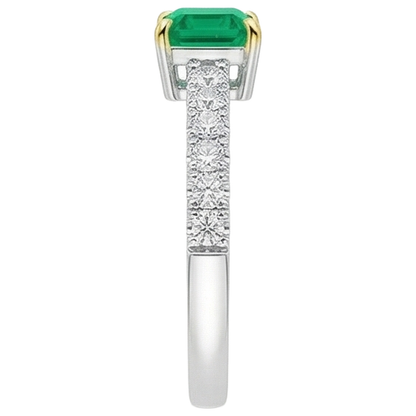 Natural Real ( Not Lab Grown ) Engagement Ring Green Emerald GIA Jewelry For Women
