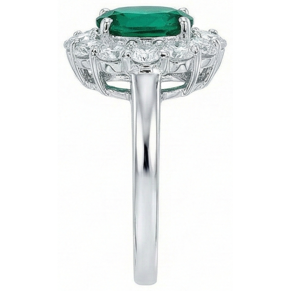 Engagement Ring Oval Cut Green Emerald GIA With Natural Earth Mined Diamond Gold White 14K 6.5 Carats