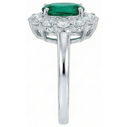 Engagement Ring Oval Cut Green Emerald GIA With Natural Earth Mined Diamond Gold White 14K 6.5 Carats